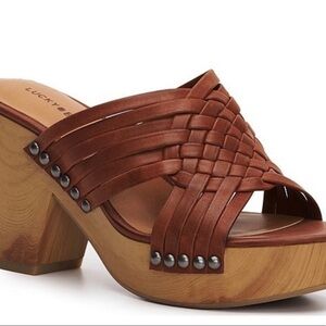𝅺LUCKY Brand Tellimi Woven Leather Platform Sandals size 8 1/2 new